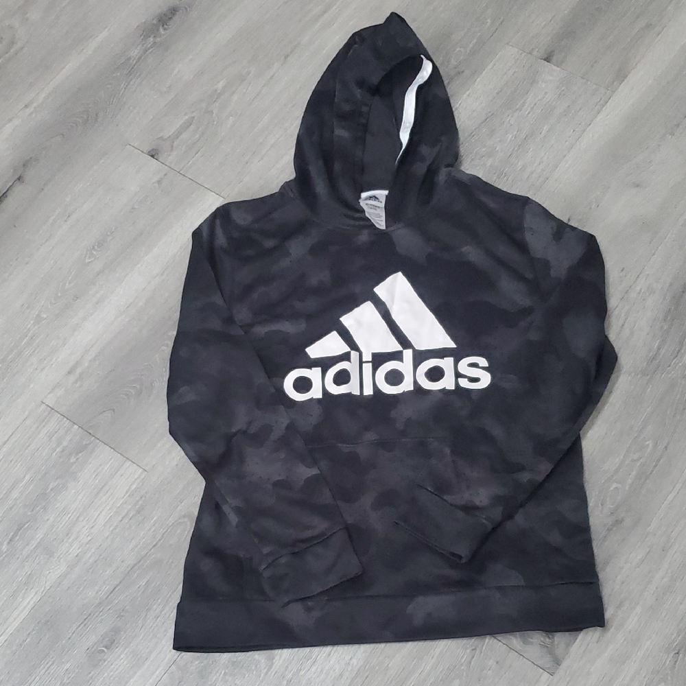 Adidas Black and Gray Camo Hoodie Size 18/20 Gently Used